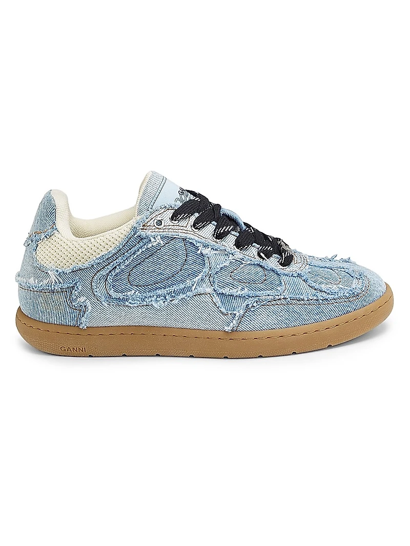08 Denim Raw Edge Sneakers