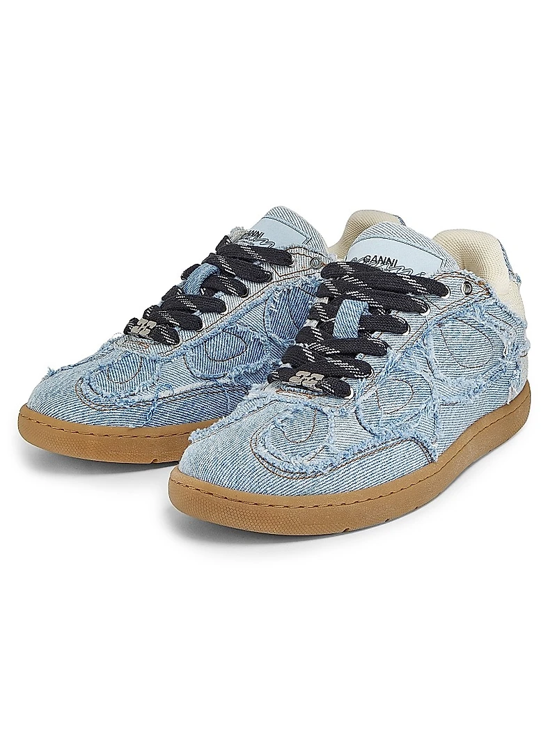 08 Denim Raw Edge Sneakers
