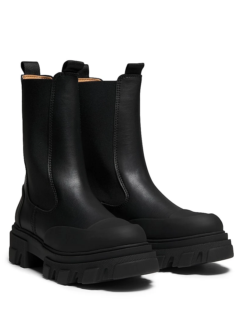 Logo Leather Chelsea Boots