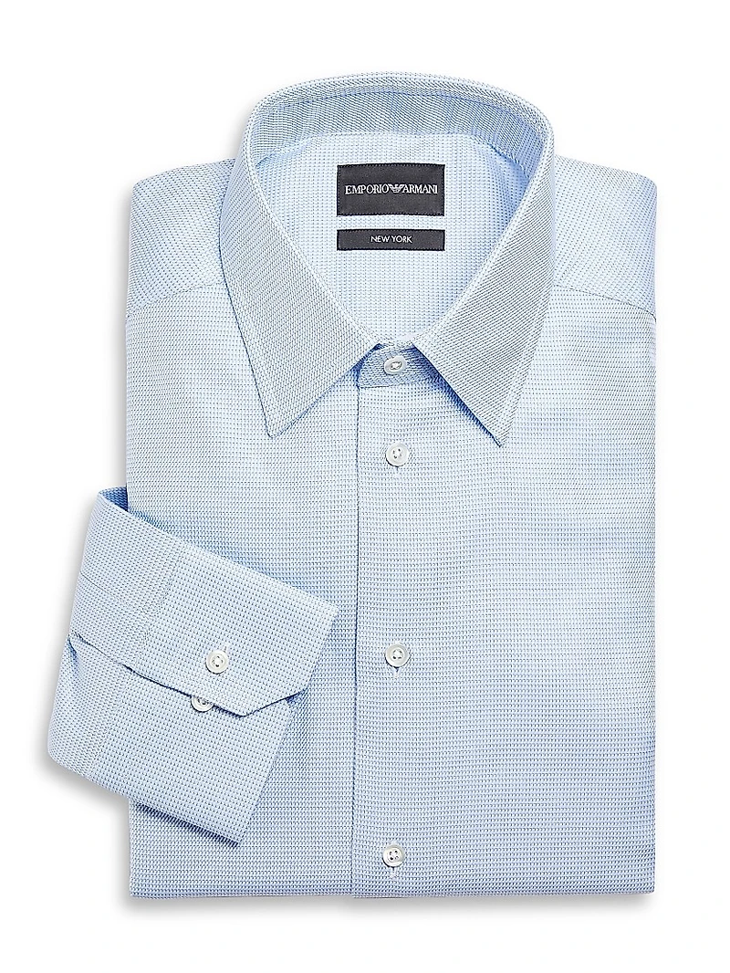 Micro Geometric-Print Cotton Shirt