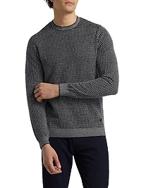 Geometric Virgin Wool Crewneck Sweater