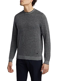 Geometric Virgin Wool Crewneck Sweater