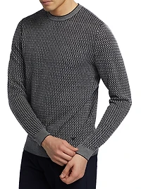 Geometric Virgin Wool Crewneck Sweater