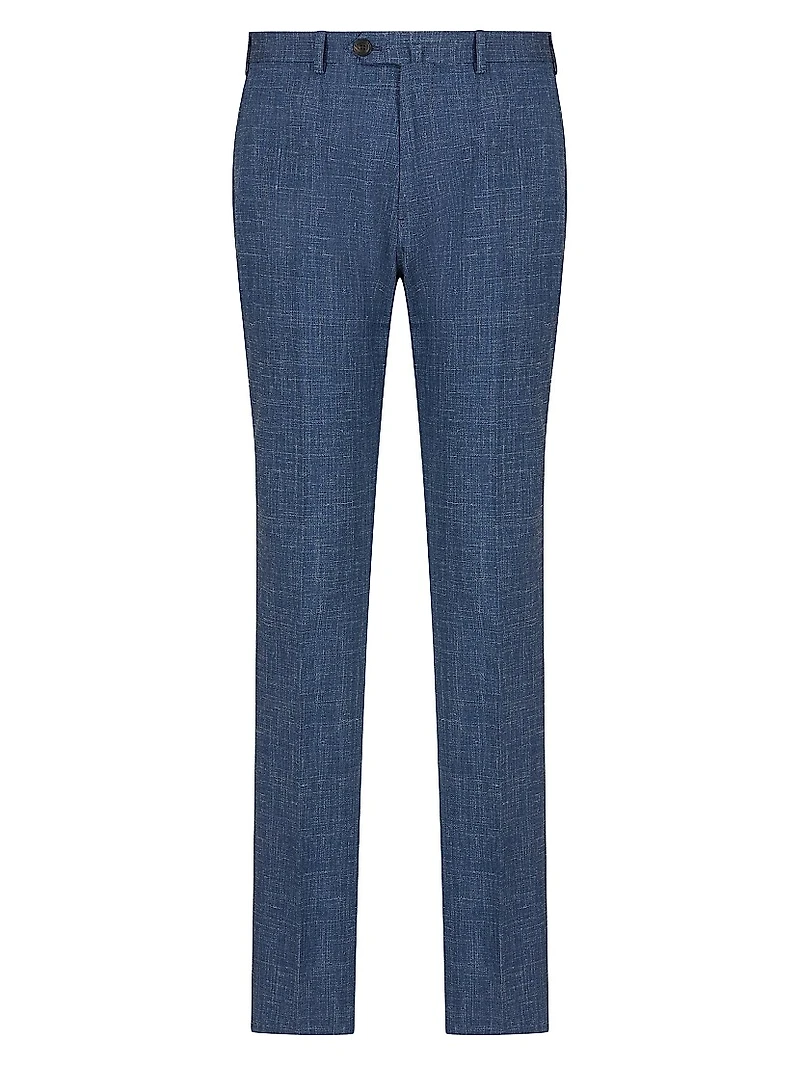 Textured Virgin Wool-Blend Pants