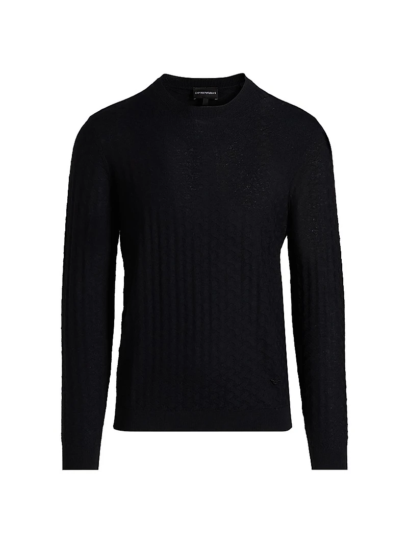 Tonal Basket-Weave Virgin Wool Sweater