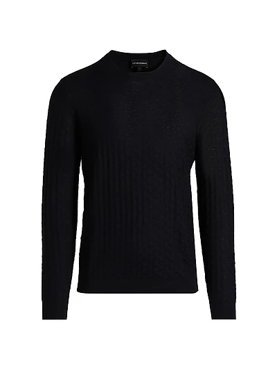 Tonal Basket-Weave Virgin Wool Sweater
