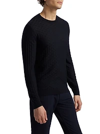 Tonal Basket-Weave Virgin Wool Sweater