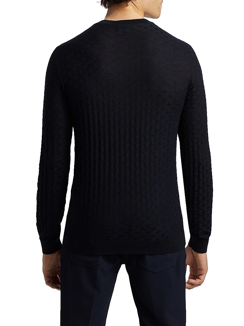 Tonal Basket-Weave Virgin Wool Sweater