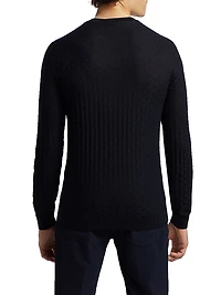 Tonal Basket-Weave Virgin Wool Sweater