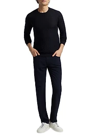 Tonal Basket-Weave Virgin Wool Sweater