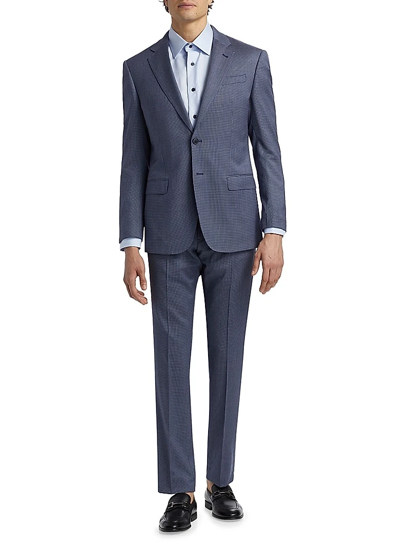 Micro Houndstooth Stretch Virgin Wool Suit