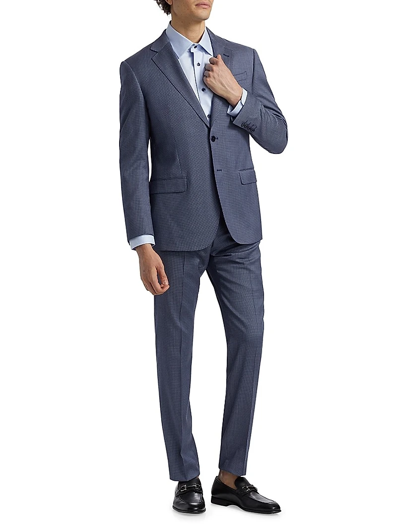 Micro Houndstooth Stretch Virgin Wool Suit
