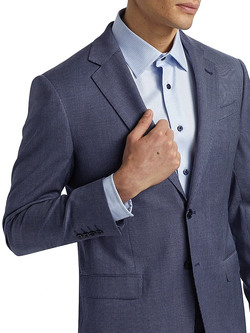 Micro Houndstooth Stretch Virgin Wool Suit