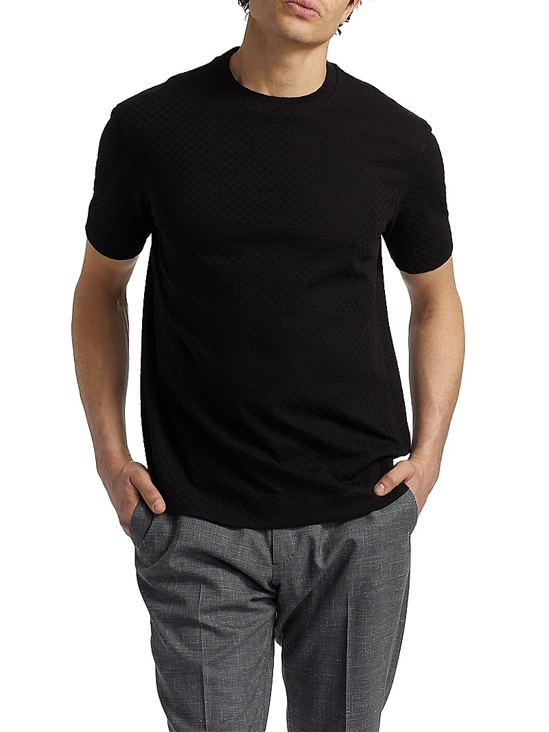 Basket-Weave Cotton T-Shirt