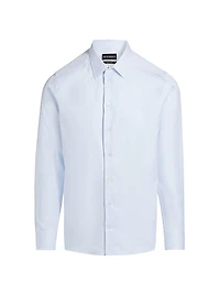 Textured Solid Cotton Button-Front Shirt