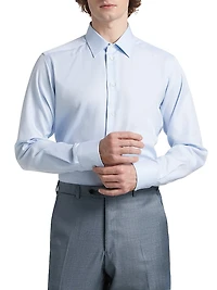 Textured Solid Cotton Button-Front Shirt