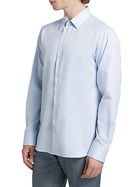 Textured Solid Cotton Button-Front Shirt