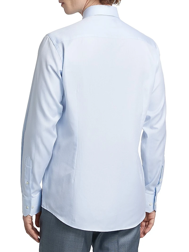 Textured Solid Cotton Button-Front Shirt