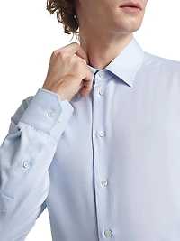 Textured Solid Cotton Button-Front Shirt