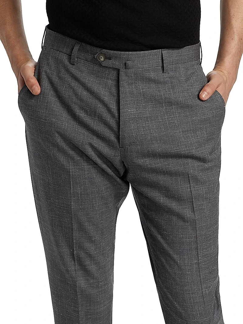 Virgin Wool-Blend Dress Pants