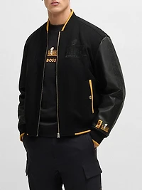 Boss x NFL Wool Jacket with Leather Sleeves