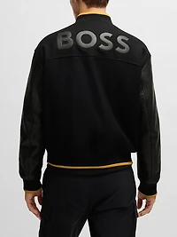 Boss x NFL Wool Jacket with Leather Sleeves