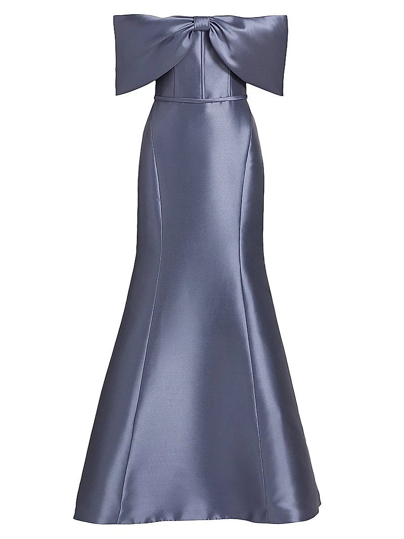 Mikado Off-The-Shoulder Gown