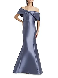 Mikado Off-The-Shoulder Gown