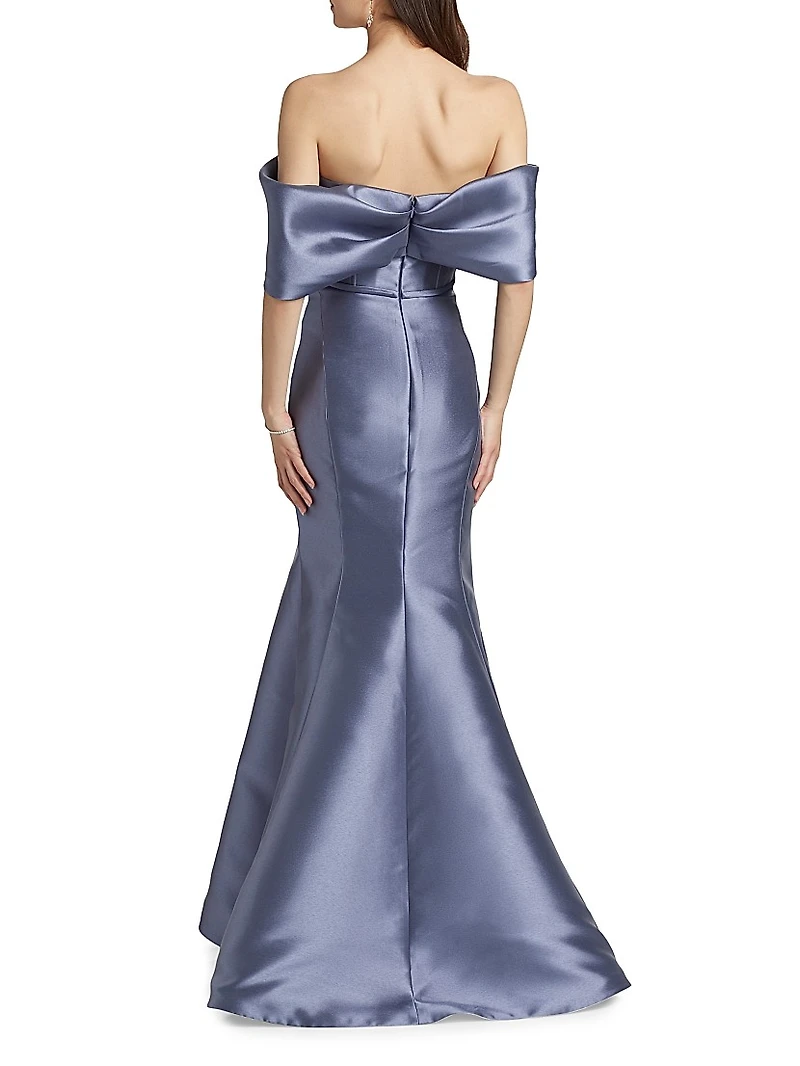 Mikado Off-The-Shoulder Gown