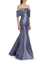 Mikado Off-The-Shoulder Gown