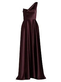 Asymmetrical Fluid Satin Gown