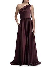 Asymmetrical Fluid Satin Gown