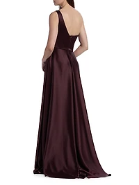 Asymmetrical Fluid Satin Gown