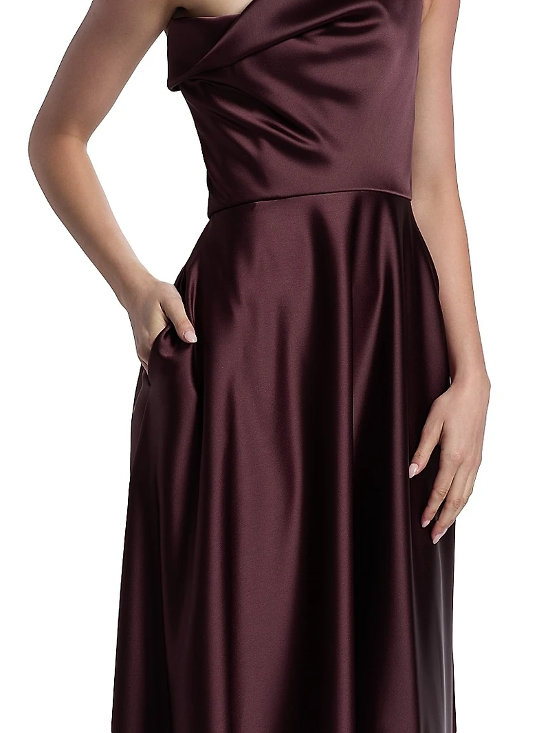 Asymmetrical Fluid Satin Gown