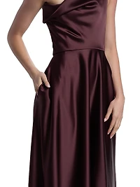 Asymmetrical Fluid Satin Gown
