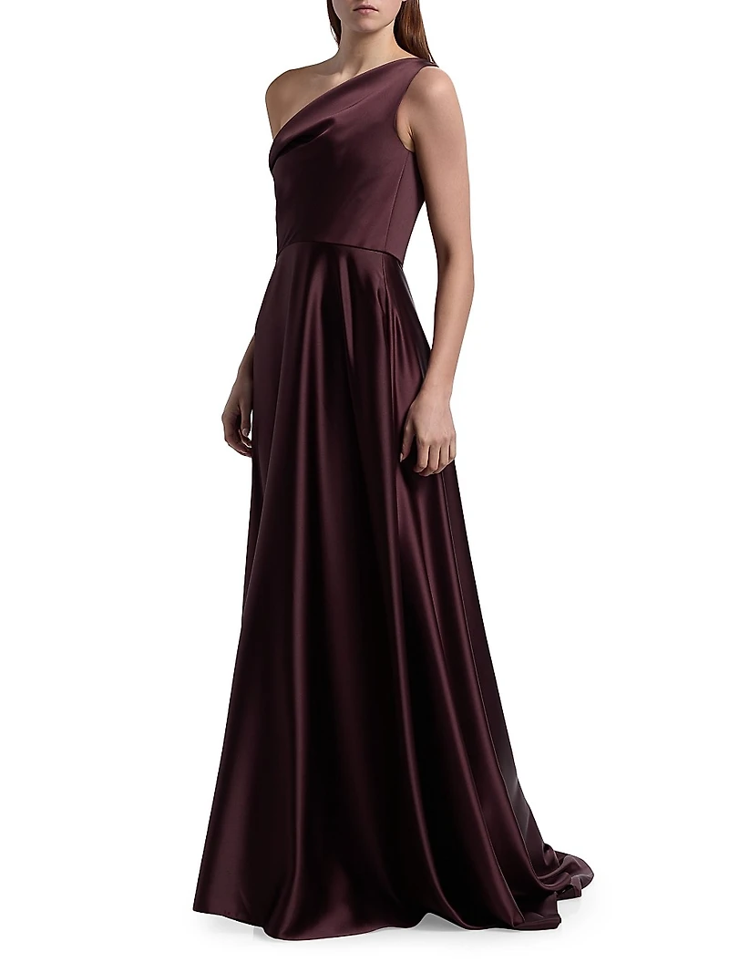 Asymmetrical Fluid Satin Gown