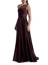 Asymmetrical Fluid Satin Gown