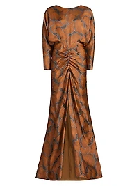 Printed Draped Gown