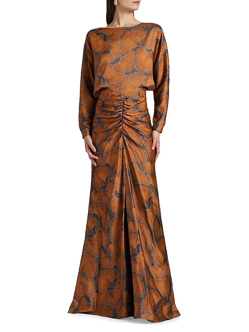 Printed Draped Gown