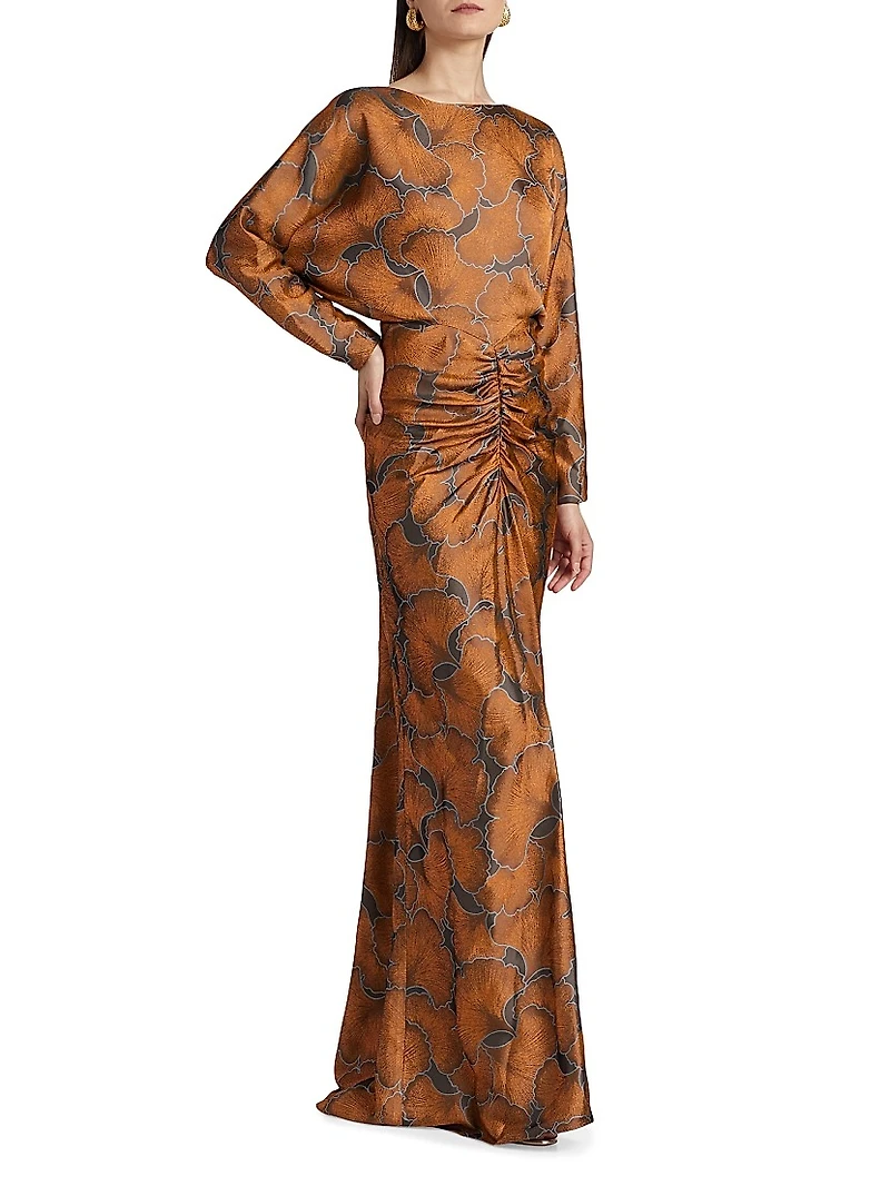 Printed Draped Gown