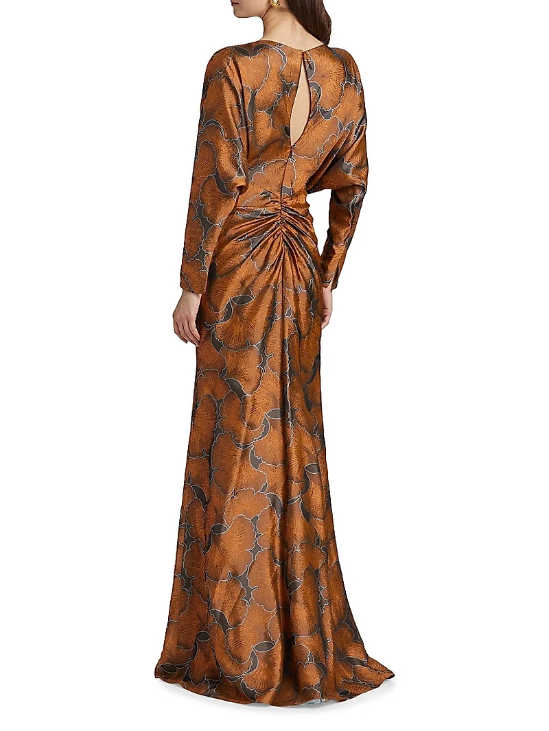 Printed Draped Gown