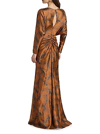 Printed Draped Gown