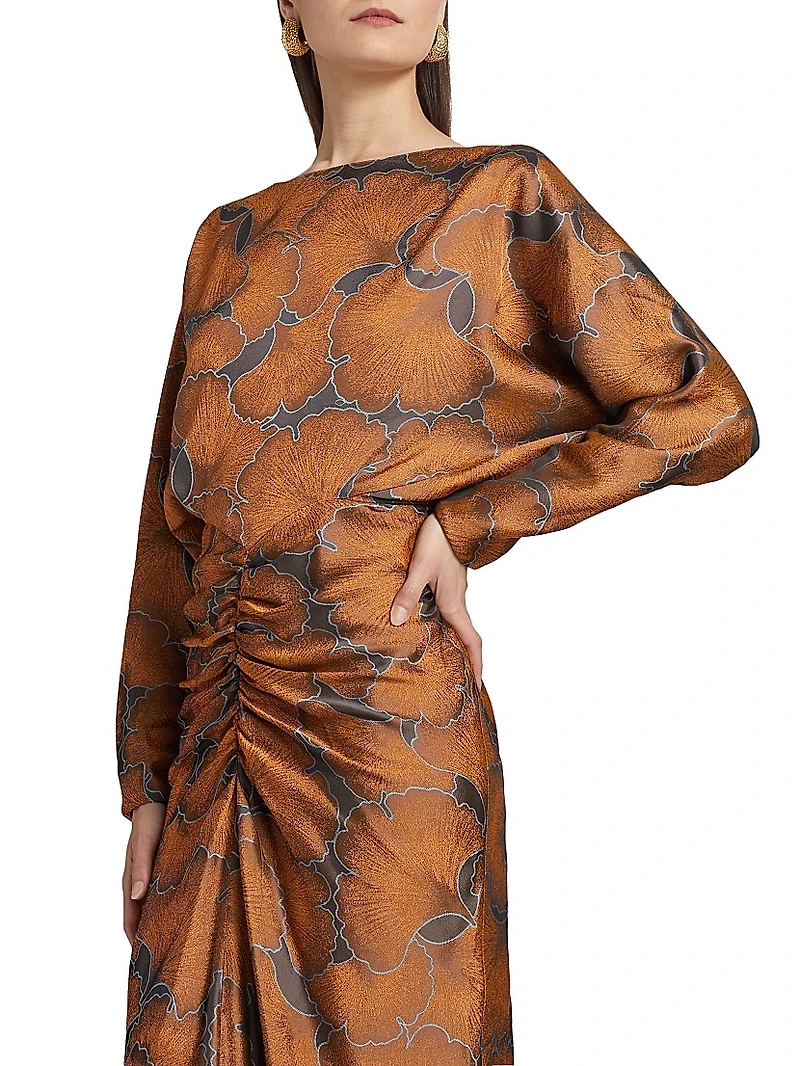 Printed Draped Gown