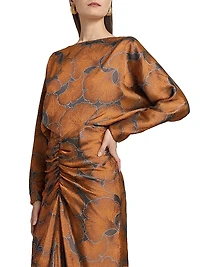 Printed Draped Gown