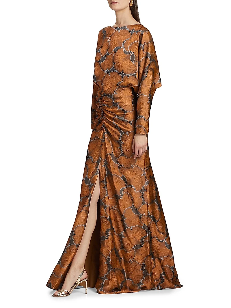 Printed Draped Gown