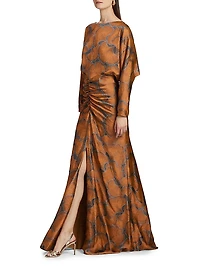 Printed Draped Gown