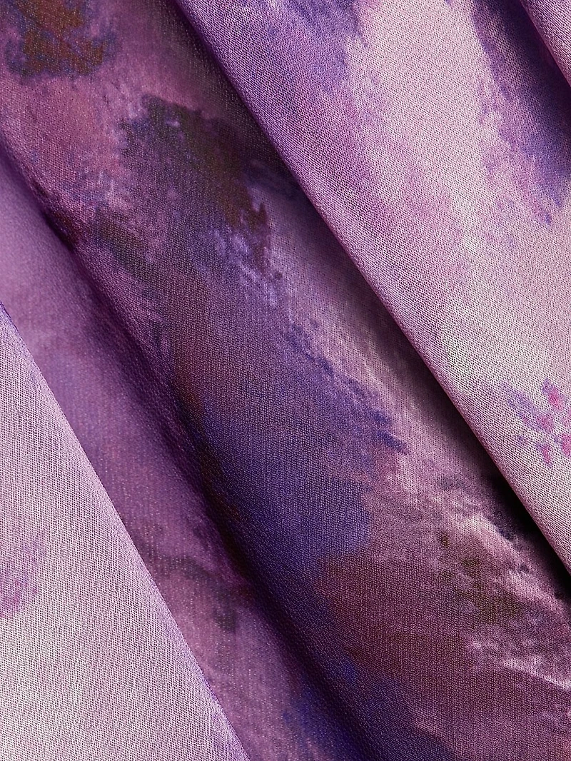 Floral-Print Chiffon Gown