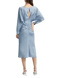 Draped Ruched Midi-Dress