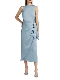 Tulip Hem Hammered Satin Midi-Dress