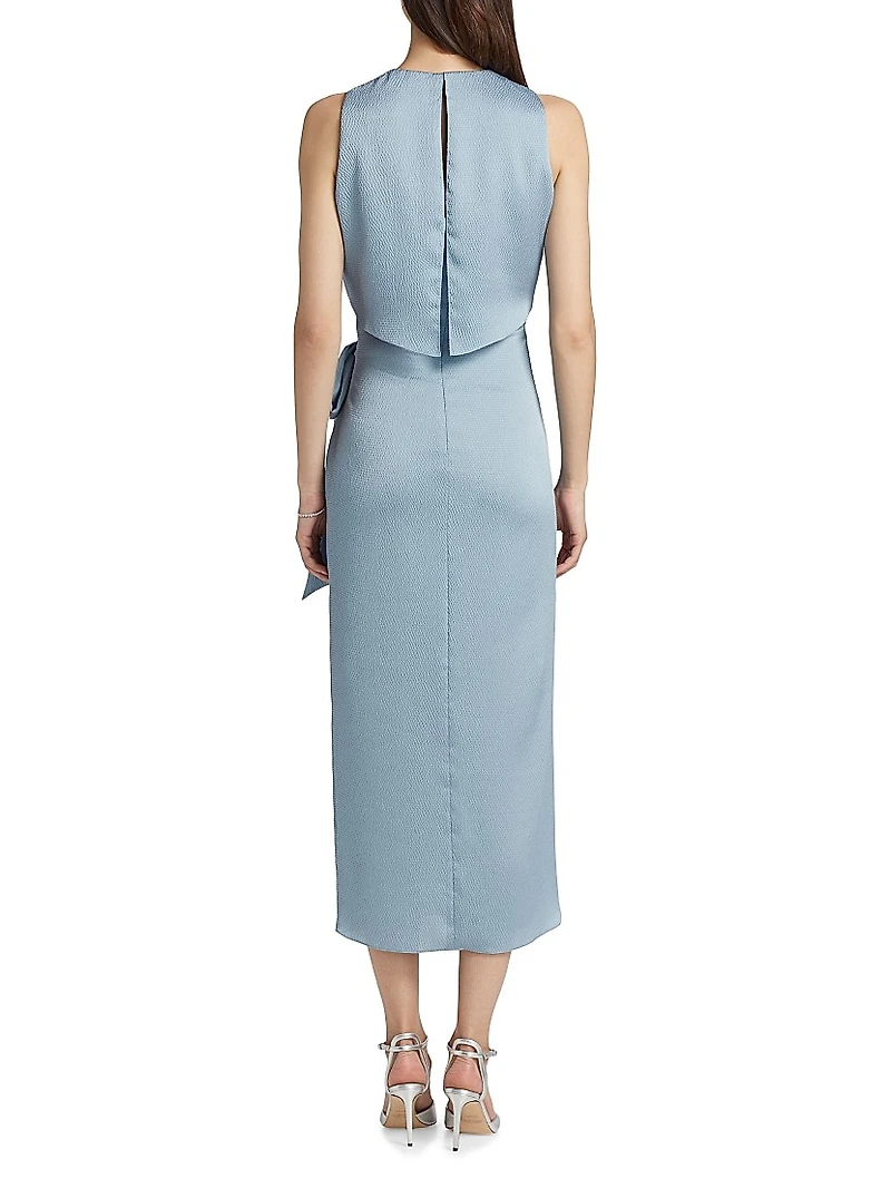 Tulip Hem Hammered Satin Midi-Dress